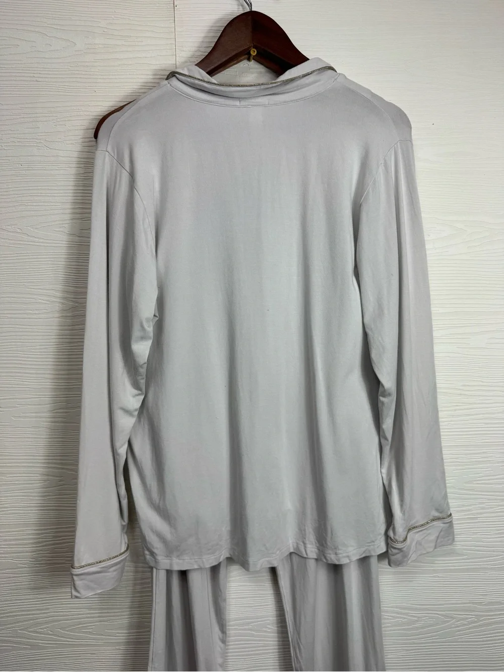 Eberjey White with gold trim Two-Piece Pajama Set Medium